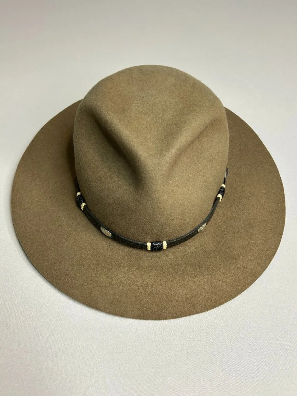 Aussie Outback De Luxe Quality Brown Wool Western Cowboy Hat Leather Concho